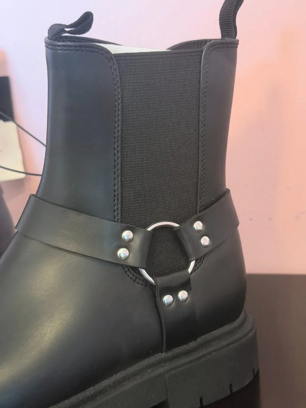 NEW Kids' Crosby Harness Moto Boots - art class Black 2  Zipper Closure